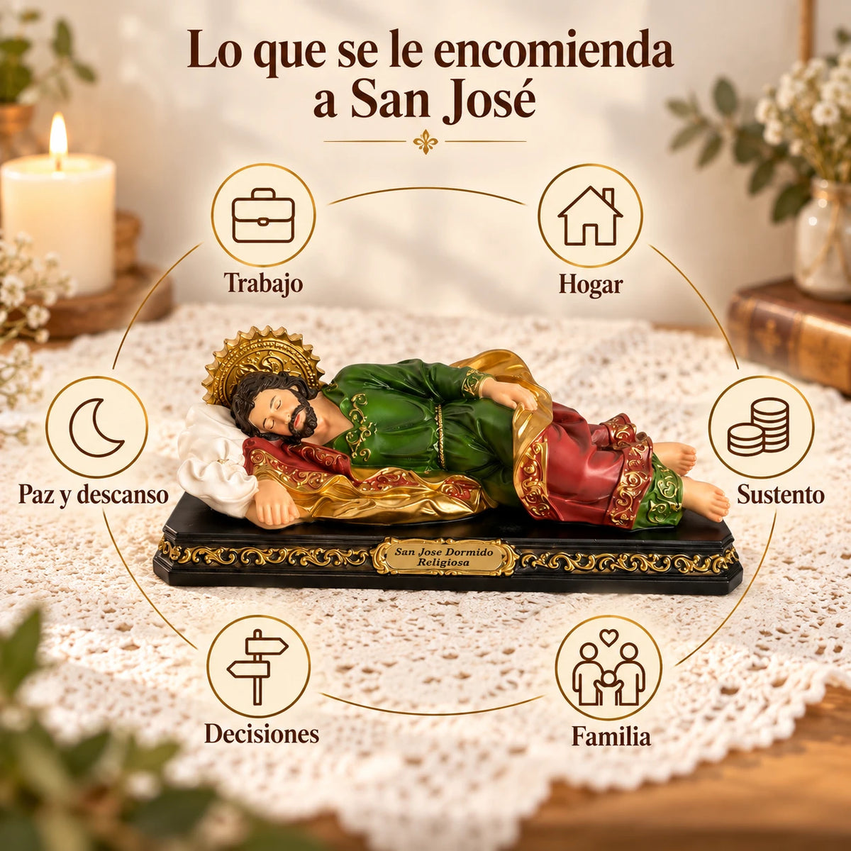 Encomiénda a San José tu trabajo, tus deudas y tu hogar · Kit de San José Dormido · Incluye camandula ✝️ [Envío Gratis]