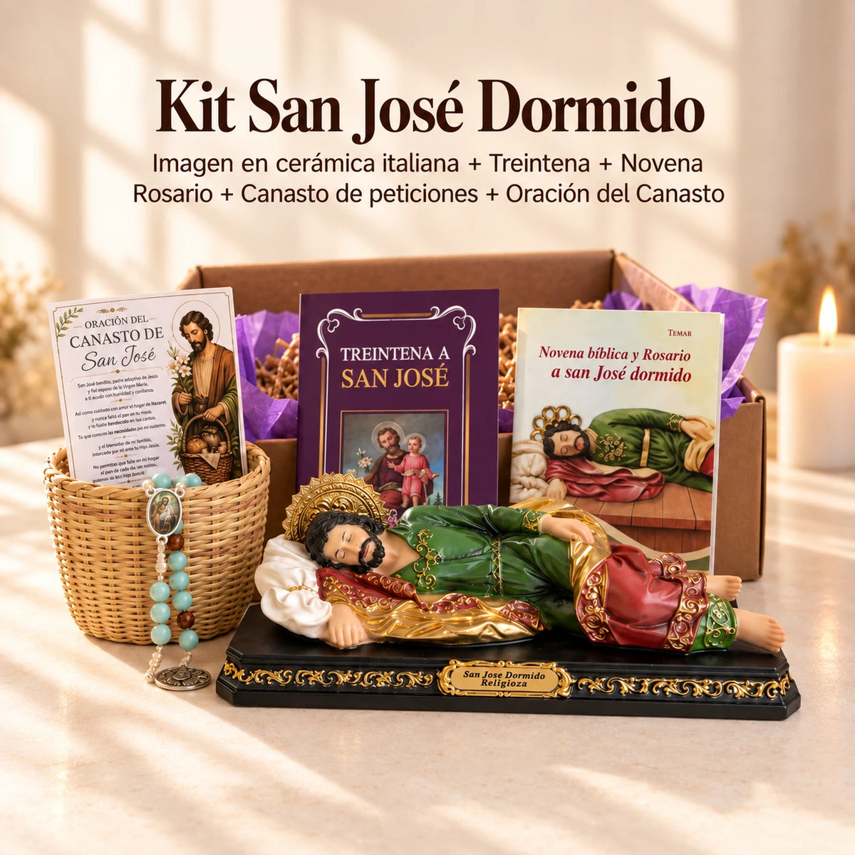 Encomiénda a San José tu trabajo, tus deudas y tu hogar · Kit de San José Dormido · Incluye camandula ✝️ [Envío Gratis]