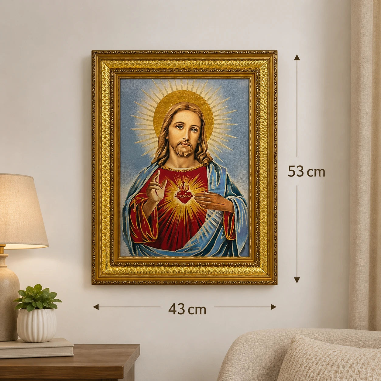 Medida aproximada de 53 x 43 cm, ideal para diferentes espacios.
